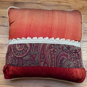 Elegant Red Paisley Accent Pillow